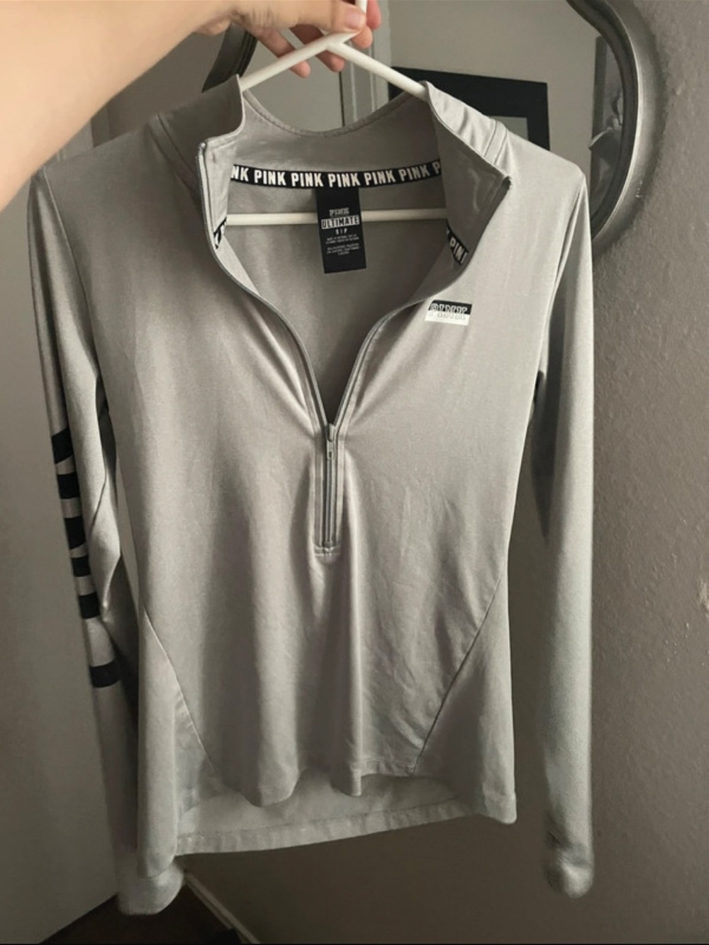 PINK Victoria's Secret Light Gray Quarter-Zip Pullover